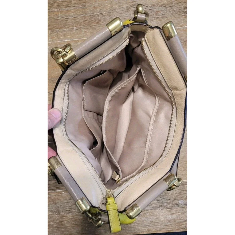 Coach Madison Yellow and Cream Color Block Madison Kara Satchel Purse